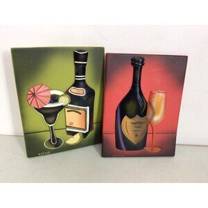 Will Rafuse Bar Cocktail Martini Signed 3D Ceramic Art Work Lot of 2